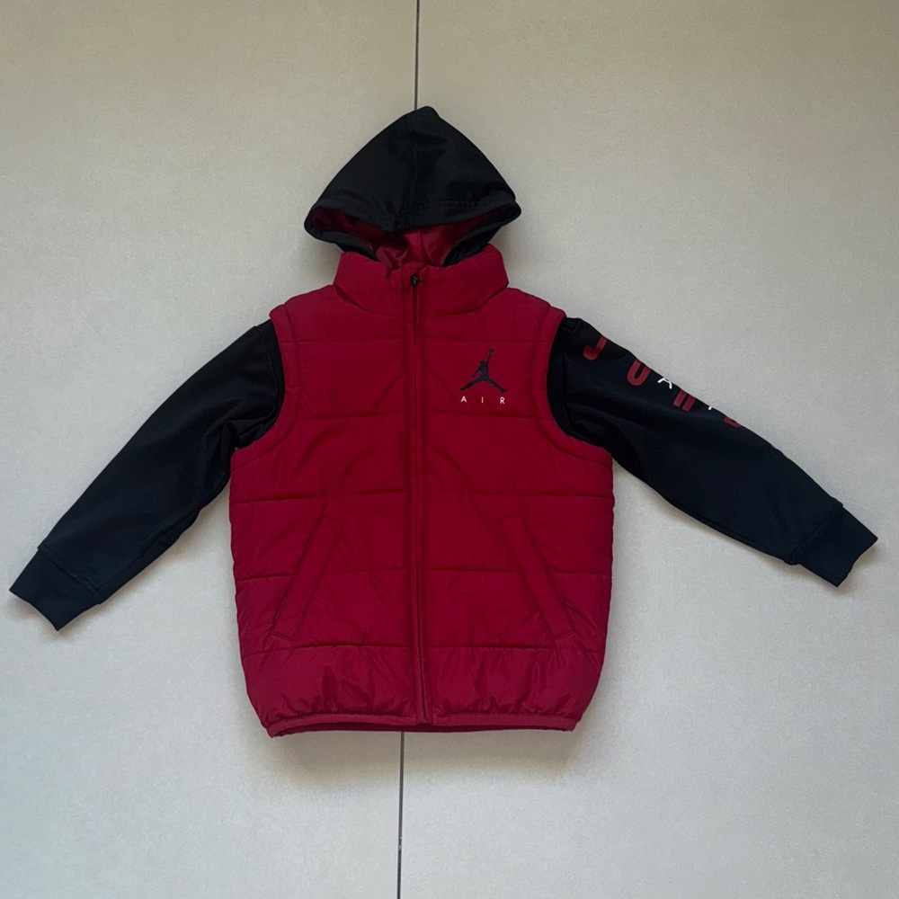 Jordan Kids Red and Black Puffer Jacket